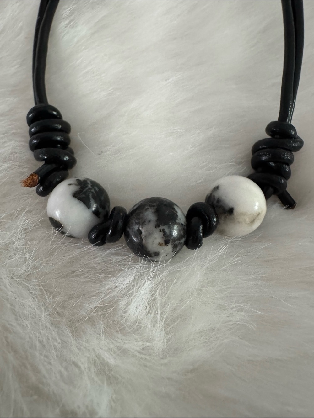 Black and White Beaded Bracelet-Adjustable
